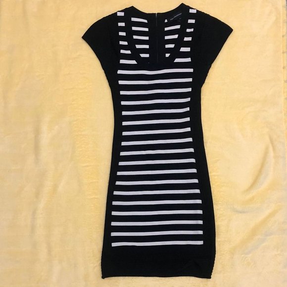 French Connection Black/White Dress Size 2 - Picture 1 of 3